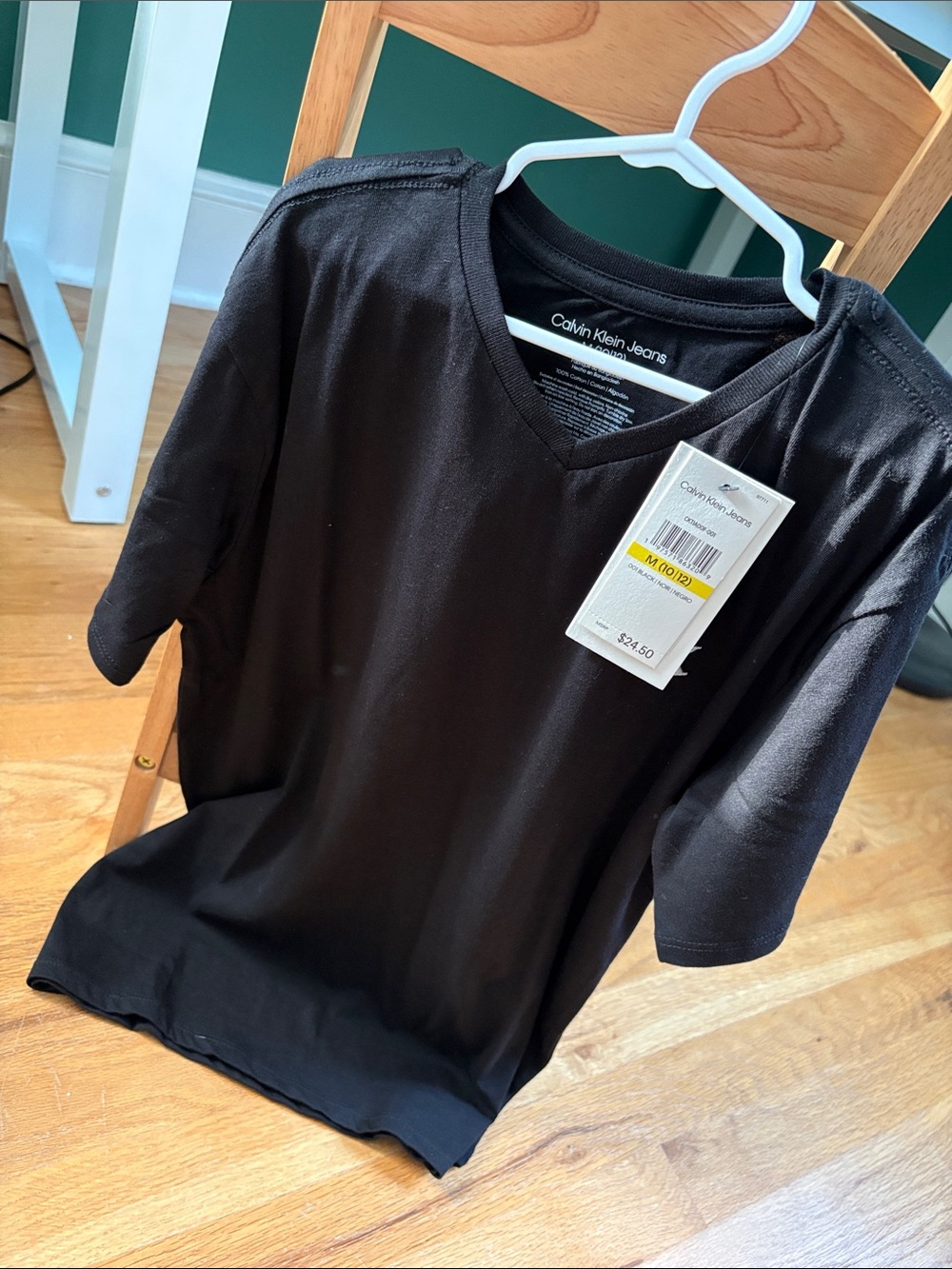 Calvin Klein Jeans Kids Black V‑Neck Short Sleeve Tee